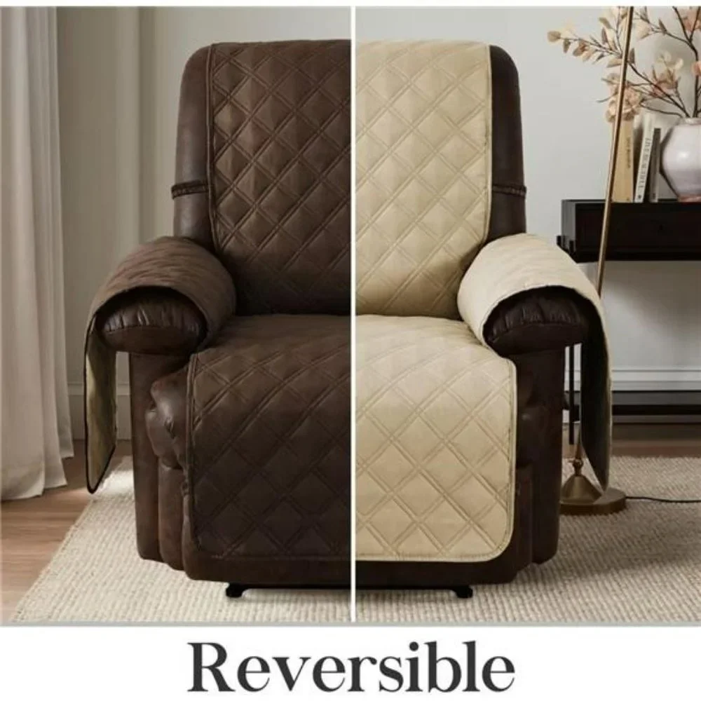 Reversible Recliner Chair Cover - Waterproof Quilted Sofa Slipcover，23 Inch
